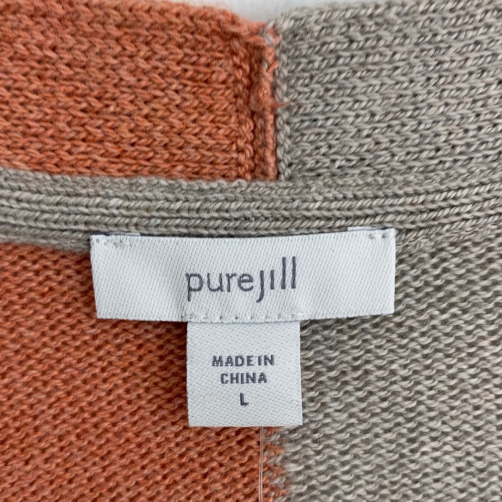 J. Jill Pure Jill Patchwork Color-Block Longline Cardigan Cotton Blend Sz L - Picture 7 of 11